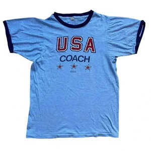 Rare Vintage 70s Single Stitch USA Coach USACO Ringer T-Shirt Made in USA